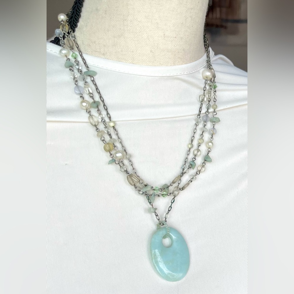 Lia Sophia gemstone silver tone necklace jewelry